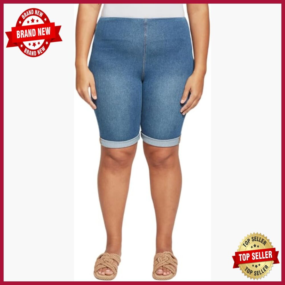High Rise Boyfriend Jean Shorts With 4-Way Stretch Knit Denim, 13" Inseam
